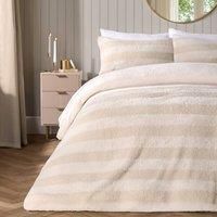 OHS Tufted Boucle Stripe Duvet Cover with Pillowcase Thermal Winter Bedding Set