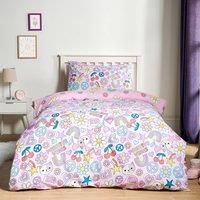 OHS Positive Vibes Bedding Set Reversible Kids Duvet Cover with Pillowcase