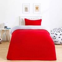 OHS Reversible Teddy Fleece Duvet Cover with Pillowcase Bedding Set Grey