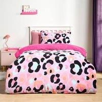 OHS Leopard Bedding Set Sherpa Fleece Reversible Duvet Cover with Pillowcase