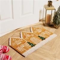 OHS Gingerbread House Coir Mat Xmas Non Slip Indoor Outdoor Welcome Doormat Rug