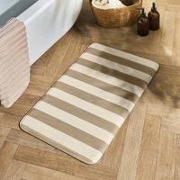 OHS Foam Bath Mats for Bathroom Stripe Print, Extra Soft Absorbent Quick Dry Non Slip Bath Mat Machine Washable Shower Rug for Bathroom Floor Decoration, Mink - 45 x 75cm