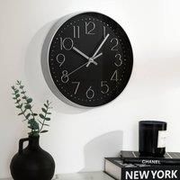 OHS Wall Clock Silent & Non Ticking Modern Quartz 12" Battery Operated Analogue Quiet Decorative Round Wall Clock for Living Room School Bedroom Kitchen Decor, Black