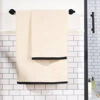 OHS 100% Cotton Towels Border Trim Absorbent Quick Dry Hand Bath Towel Sheet