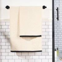 OHS 100% Cotton Towels Border Trim Absorbent Quick Dry Hand Bath Towel Sheet