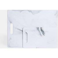 OHS Chopping Board Set of 2 Marble, BPA Free Plastic Chopping Board Non-Slip Scratch Resistant Easy Grip Handle Cutting Boards for Kitchen in Small & Large Size, White/Grey