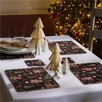 OHS Gingerbread Man Placemat Coaster Set Christmas Table Mats Xmas Decor