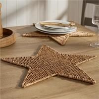 OHS Table Placemats Set of 2, Star Shaped Placemats Rustic Non-slip Heat Resistant Natural Paper Rope Woven Place Mats for Kitchen Dining Restaurant, 42 x 42cm