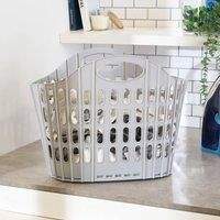 OHS Collapsible Plastic Laundry Basket, Foldable Pop Up Clothes Hamper with Handles Portable Space Saving Washing Baskets for Laundry Easy To Carry Storage Container, Grey