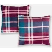 OHS Check Cushion Covers 2 Pack Flannel Fleece Square Pillowcases