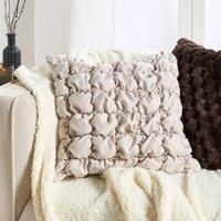 OHS Set of 2 Cushion Covers 45 x 45 Thick Quilted Decorative Square Throw Pillow Cover with Invisible Zipper Quilted Cushion Covers for Sofa Living Room Bedroom, Natural