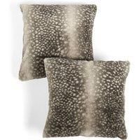 OHS Stripe Fawn Faux Fur Cushion Covers 45 x 45, Soft Decorative Square Throw Pillow Cover 2 Pack Luxurious Pillowcases with Invisible Zipper for Living Room Sofa Bedroom, Mink/White