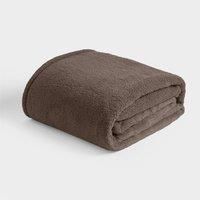 Brentfords Teddy Throw Blanket for Bed, Ultra Soft Warm Cosy Dark Brown Throws for Sofas Large Lightweight Plush Fleece Blanket Travel Single Bed Throws, 125 x 150cm