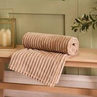 OHS Ribbed Fleece Throw Plush Supersoft Blanket Travel Winter Bedspread