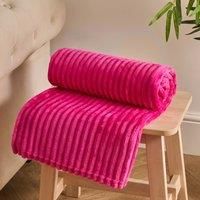 OHS Ribbed Fleece Throw Plush Supersoft Blanket Travel Winter Bedspread