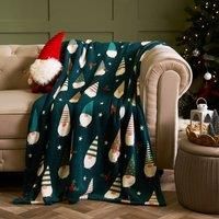 OHS Xmas Gonk Throw Novelty Print Thermal Sherpa Winter Warm Blanket Bedspread