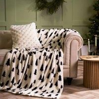 OHS Xmas Tree Throw Teddy Fleece Thermal Winter Warm Soft Blanket Bedspread