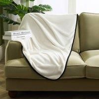 OHS Piped Edge Throw Soft Fleece Lightweight Fluffy Double Bed Blanket