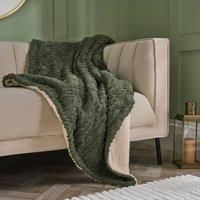OHS Cable Knit Blanket Sherpa Fleece Sofa Plush Soft Warm Throw Over Bed Chair