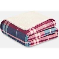 OHS Tartan Throw Sherpa Fleece Plush Flannel Blanket Warm Xmas Soft Bedspread