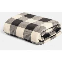OHS Flannel Fleece Throw Blanket for Sofa, Super Soft Warm Gingham Print Blanket for Bed Reversible Sherpa Fleece Lightweight Fluffy Double Bed Throws, Monochrome - 130 x 160cm