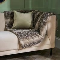 OHS Stripe Fawn Throw Faux Fur Soft Fleece Blanket Winter Bedspread Home Decor