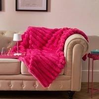 OHS Jumbo Ribbed Throw Faux Fur Fleece Fluffy Blanket Winter Thermal Bedspread