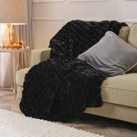 OHS Jumbo Waffle Throw Faux Fur Fleece Fluffy Blanket Winter Thermal Bedspread