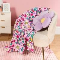 OHS Positive Vibes Throw Kids Print Warm Soft Fleece Blanket Winter Bedspread