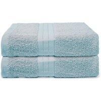 Brentfords 2 Pack Bath Towels For Bathroom, Super Soft Absorbent 100% Cotton Quick Dry Luxury Spa Quality Large Bath Towels For Beach & Gym, Denim Blue-50x80cm