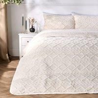 OHS Cable Knit Teddy Fleece Reversible Coverless 10.5 Tog Duvet Bedding Set
