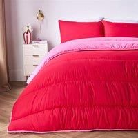 OHS King Size Duvet 10.5 Tog, Reversible Coverless Duvet Soft Warm Microfibre Washable Comfortable for all Season Quilt King Size Duvets with 2 Pillowcases, Hot Pink/Red