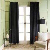 OHS Blackout Velvet Curtains for Bedroom, Thermal Insulated Curtains Piped Edge Eyelet Blackout Curtain for Living Room Window Treatment 2 Panels 66" x 90", Black/White