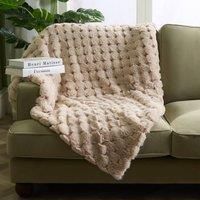 OHS Jumbo Waffle Throw Faux Fur Fleece Fluffy Blanket Winter Thermal Bedspread