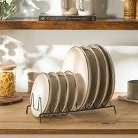 OHS Plate Storage Rack for Kitchen Dish Plate Drying Rack Drainer Metal Black Plates Storage Drainboard Kitchen Countertop Cabinet Organizer for Dish Lids