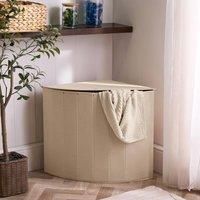 OHS Corner Laundry Hamper with Lid, Foldable Laundry Basket Freestanding Clothes Hampers for Laundries Washing Basket for Bedroom Bathroom, Natural - 55 x 49 x 39cm