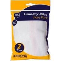 Korbond Twin Pack Laundry Anti-Snag Mesh Bags with Secure Zips for Use in Washing Machines and Tumble Dryer – Two Sizes-10cm x 30cm & 28cm x 30cm – Protect Delicates, Socks, Lingerie, White