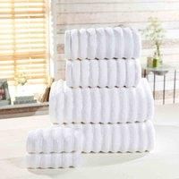 Rapport Home Rapport Ribbed 6 Piece 100% Cotton Towel Set, White, Bale