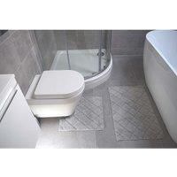 Storm 2 Piece Bath Mat Set Modern Soft Touch Diamond Lattice Toilet Bathroom Set
