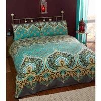 Rapport Emerald Indian Design Duvet Quilt Cover And 1 Pillowcase Bed Set, Polyester-Cotton, Single