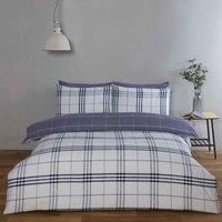 Rapport Home Harris Checkered Duvet Set Double Denim, Blue