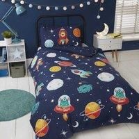Rapport Home Boy/'s Double Duvet Cover Bed Set Space Aliens Glow in The Dark, Polycotton, Multicoloured