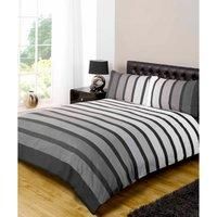 Soho Black Stripe Duvet Cover Quilt Bedding Set, Black White Grey, Double Size by Rapport