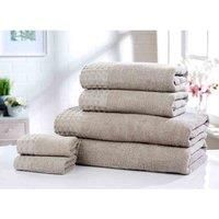 RETREAT Trim Detail Towels 100% Cotton 6-Piece Towel Bale Set Face Hand Bath