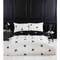 Rapport Home Monochrome Microfibre Single Duvet Cover Set, Black Spider Reversible Bedding Set - Halloween Themed Non-iron Duvet Set
