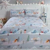 Rapport Home Winter Town Single Duvet Cover Christmas Bed Set Festive Xmas, Cotton, Multi, Full