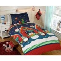 Father Christmas Kids Xmas Snowman Penguin Santa Quilt Duvet Cover and Pillowcase Bedding Bed Set, Multi-Colour, Single