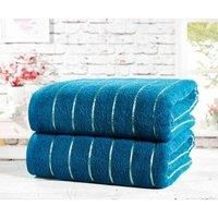 Rapport Home Rapport Two Piece Teal/Gold Striped Towel Bale 100% Cotton, 2pc