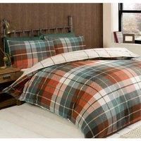 Rapport Lomond Check 100 Percent Brushed Cotton Duvet Set, Terracotta, Double