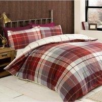 Rapport Lomond Check 100 Percent Brushed Cotton Duvet Set, Red, King